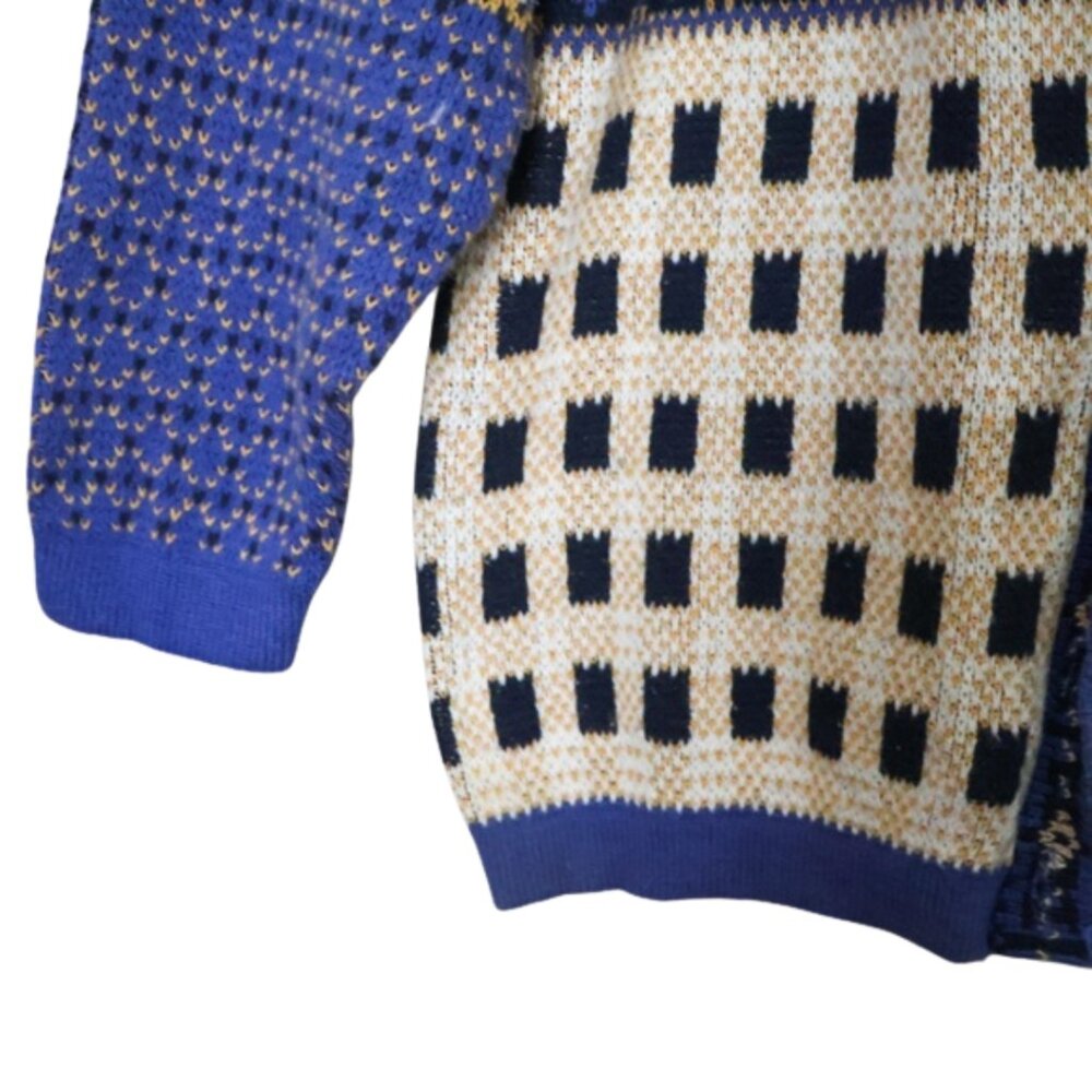 90s Fair Isle Patchwork Button up Eclectic Grandp… - image 4